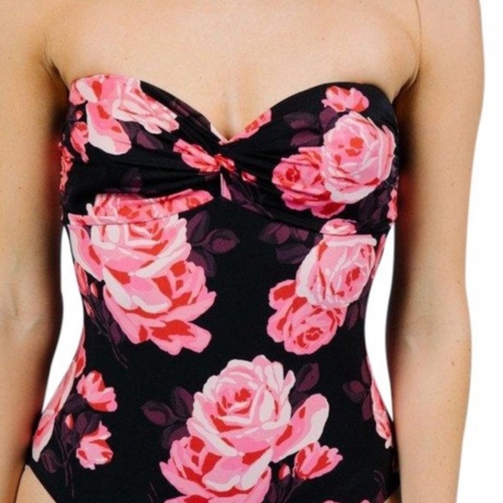 Kate Spade Rose Print Twist Swimsuit